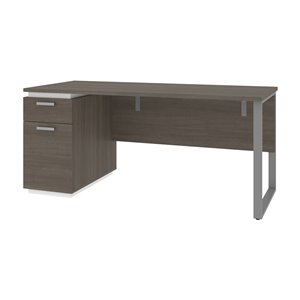 Bestar Aquarius 66W Desk and Single Pedestal in Bark Grey & White