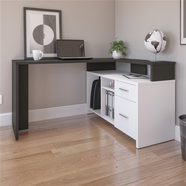 Bestar Equinox 56-in Deep Grey & White Modern/contemporary L-shaped