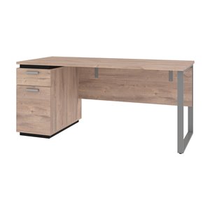 Bureau 66L avec caisson Aquarius de Bestar, brun rustique et graphite