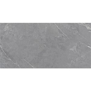 Tuile auto-adhésive en aluminium satiné de Surface Design, 16 po x 32 po, marbre gris, 6 pièces