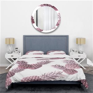 Designart 3-Piece Purple Pineapple Summer Bliss III King Duvet Cover Set