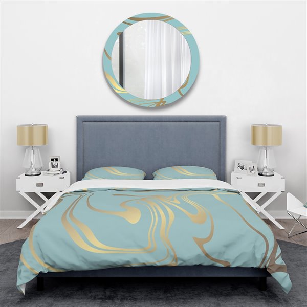 Designart 3-Piece Golden Marble Design I Twin Duvet Cover Set BED24203 ...