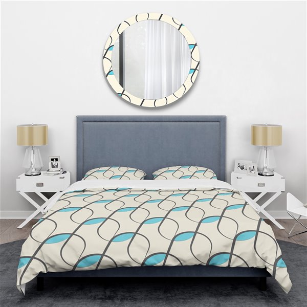 Designart 3-Piece Mid-Century Blue Queen Duvet Cover Set BED24131-Q | RONA