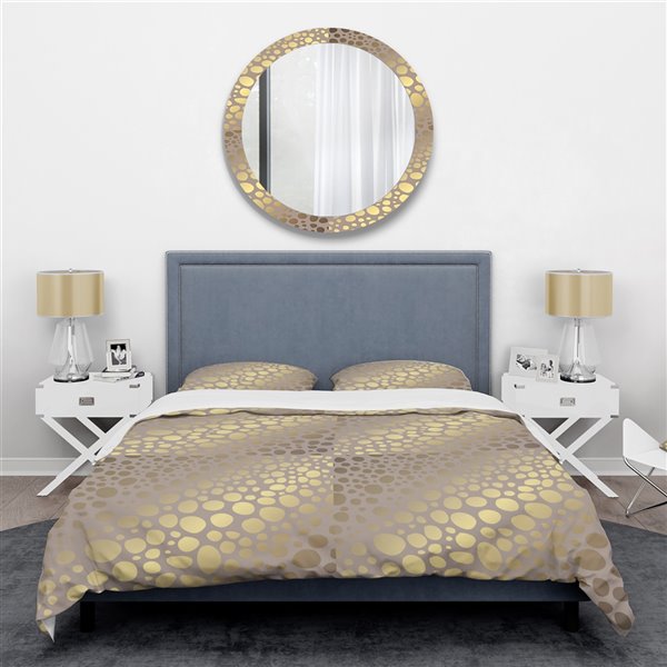 Designart 3-Piece Golden Marble Design III King Duvet Cover Set ...