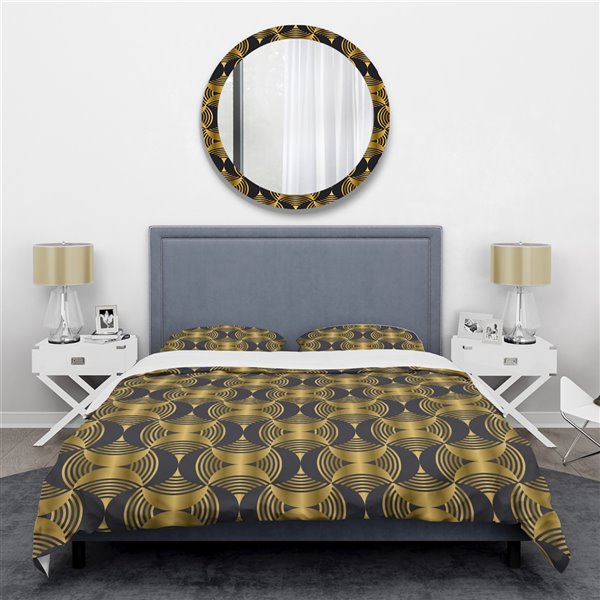 Designart 3-Piece Art Deco Style Modern Pattern King Duvet Cover Set ...