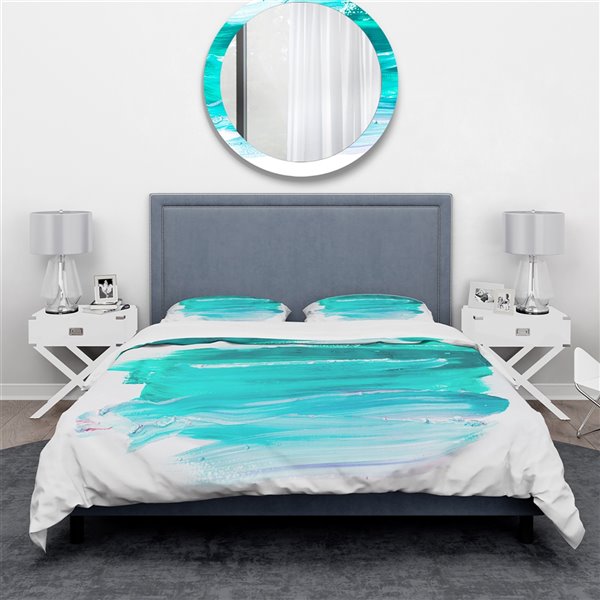 Designart 3-Piece Blue Abstract King Duvet Cover Set