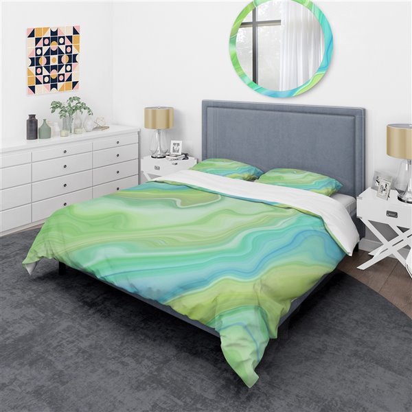 Designart 3-Piece Green King Modern & Contemporary Bedding Set BED19141 ...