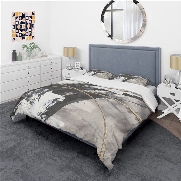 Designart 3-Piece Black King-Size Duvet Cover Set BED30508-K | RONA