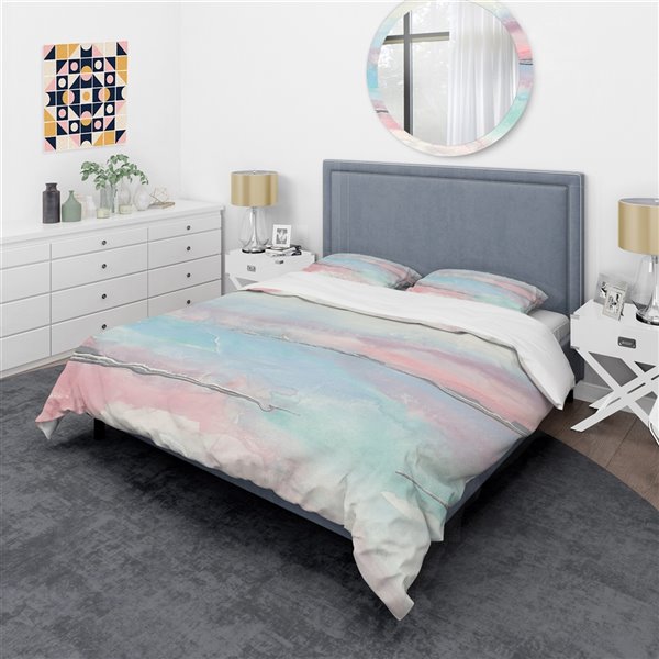 Designart 3 Piece Blue Shabby Pink Twin, Pink Twin Bed Sheets
