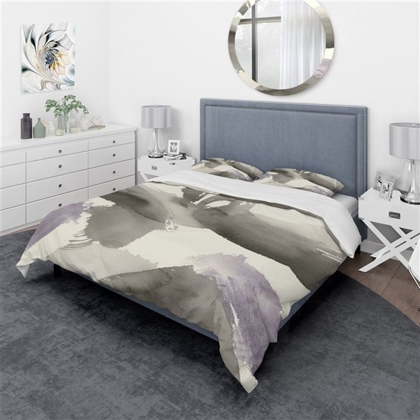 Designart 3-Piece Grey Geometric Bedding Twin Duvet Cover BED30222-T | RONA