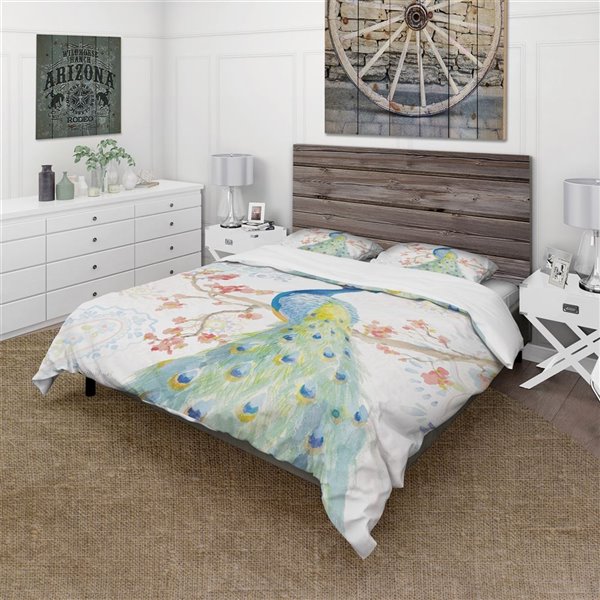 Designart 3-Piece Peacocks Multi-Colour King Duvet Cover BED30304-K | RONA