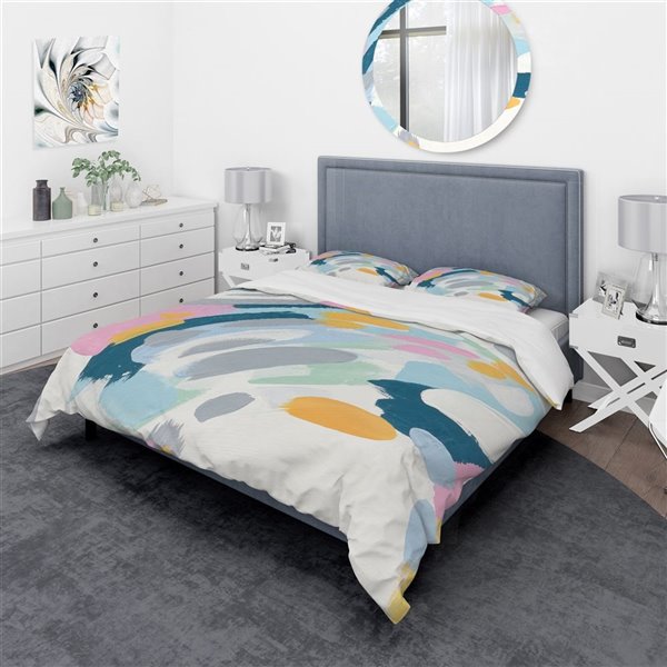 Designart 3-Piece Multi-Colour Geometric Vortex Twin Duvet Cover