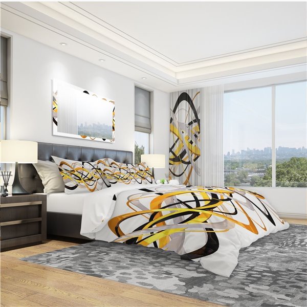 Designart 3Piece Gold King Duvet Cover Set BED3043K RONA