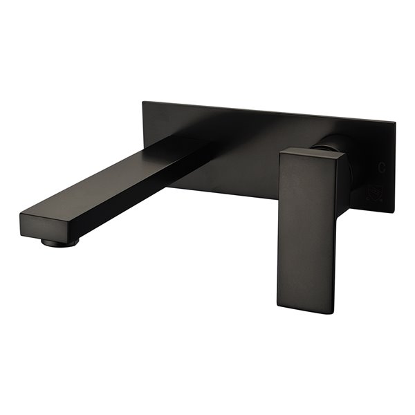 Agua Canada Riccardo Matte Black 1-handle Wall-mount Bathroom Sink Faucet Deck Plate Included