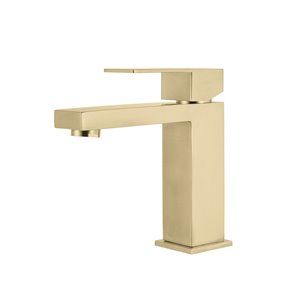 Agua Canada Rico Brushed Gold 1-handle Single Hole Bathroom Sink Faucet Deck Plate Included