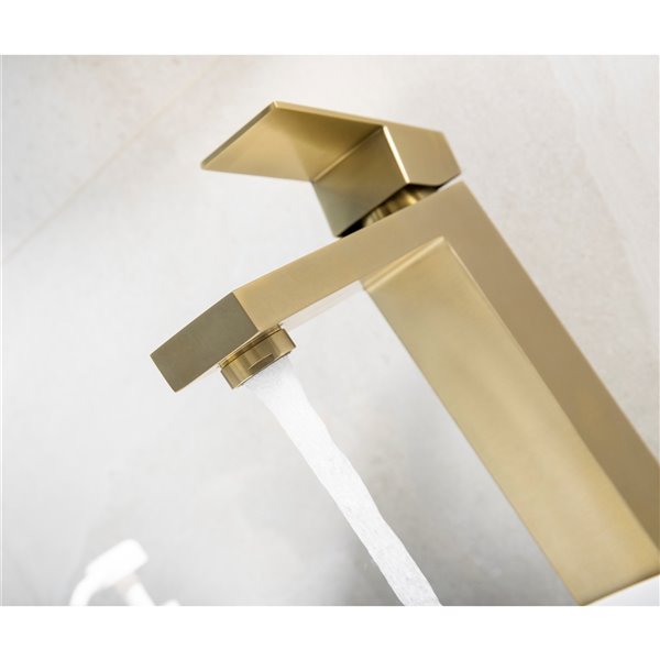 Agua Canada Roberto Brushed Gold 1-handle Vessel Bathroom Sink Faucet Deck Plate Included