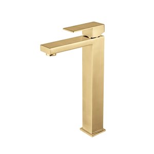 Agua Canada Roberto Brushed Gold 1-handle Vessel Bathroom Sink Faucet Deck Plate Included