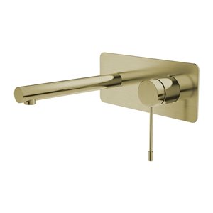 Agua Canada Rio Brushed Gold 1-handle Wall-mount Bathroom Sink Faucet Deck Plate Included