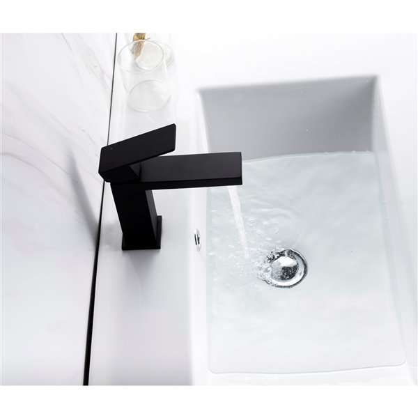 Agua Canada Rico Matte Black 1-handle Single Hole Bathroom Sink Faucet Deck Plate Included