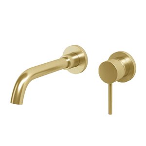 Agua Canada Rufus Brushed Gold 1-handle Wall-mount Bathroom Sink Faucet Deck Plate Included