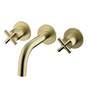 Agua Canada Royale Brushed Gold 2-handle Wall-mount Bathroom Sink Faucet Deck Plate Included