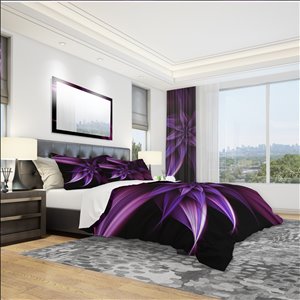 DesignArt 3-Piece Purple Modern & Contemporary Queen Duvet Cover Set