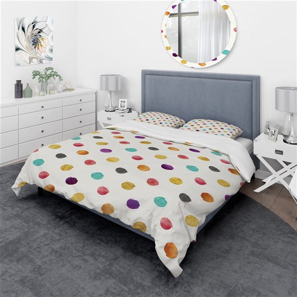 Designart 3-Piece Multicolour Geometric Queen Duvet Cover & Shams ...