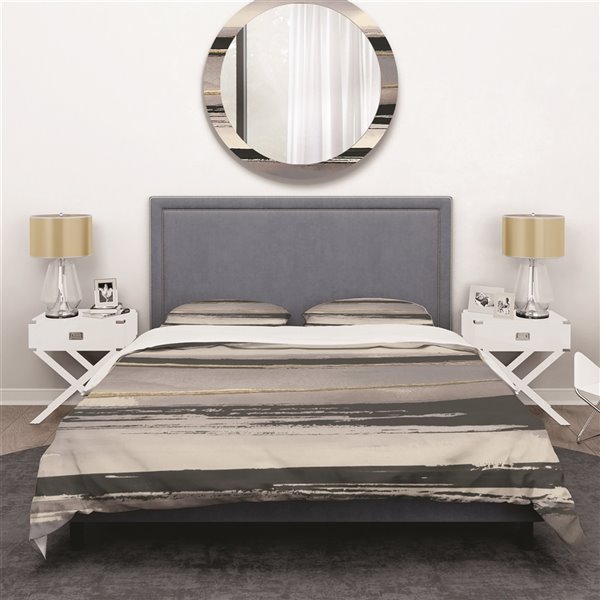 Designart 3-Piece Glamorous Morning Fog III King Duvet Cover Set