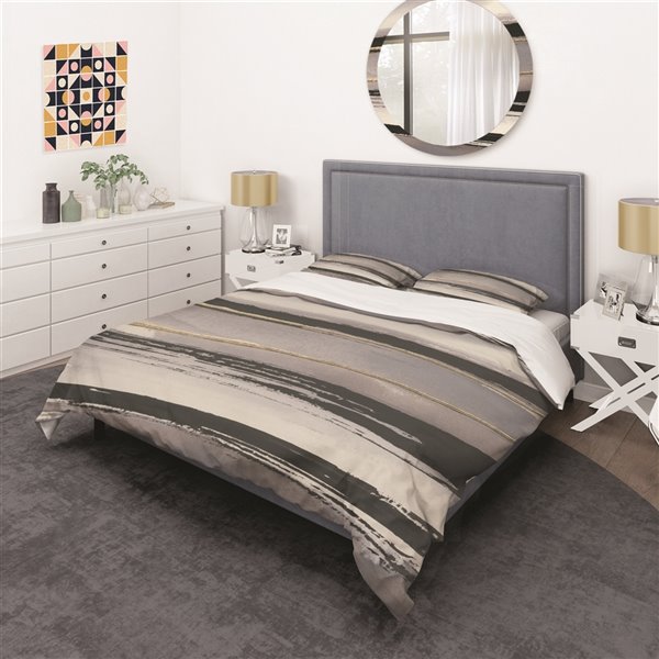 Designart 3-Piece Glamorous Morning Fog III King Duvet Cover Set