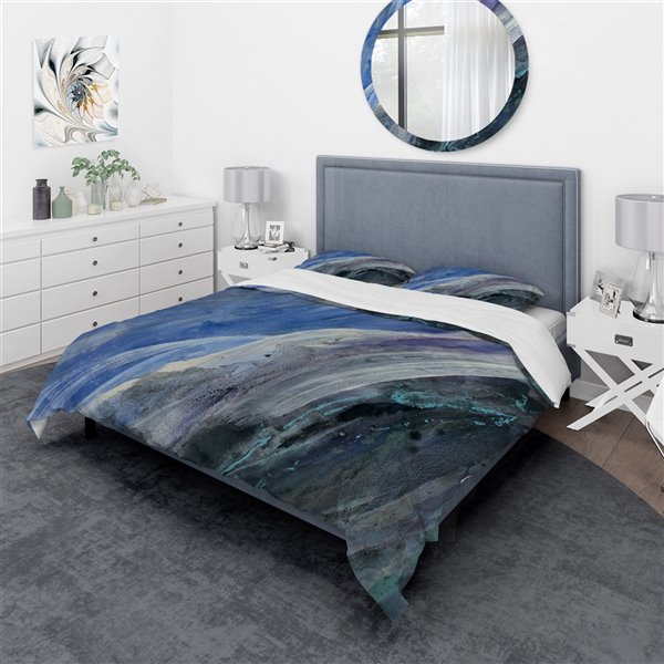DesignArt 3-Piece Blue Geometric Queen Bedding Set BED31040-Q | RONA