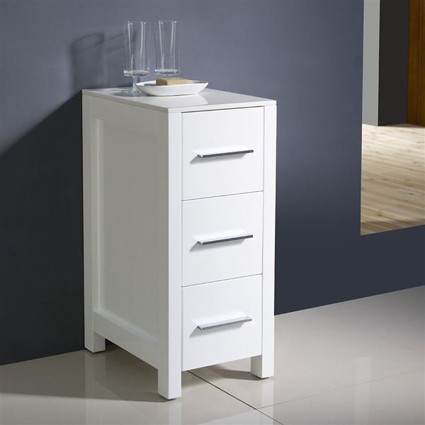 Fresca Torino 12-in x 28.13-in x 17.75-in White Freestanding Linen Cabinet