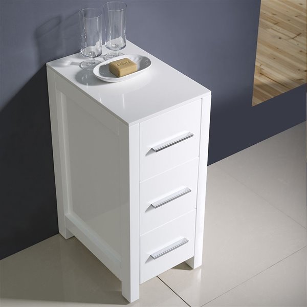 Fresca Torino 12-in x 28.13-in x 17.75-in White Freestanding Linen Cabinet