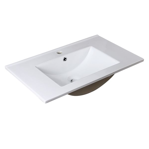 Fresca Allier White Ceramic Drop-in Or Undermount Rectangular Bathroom Sink Drain Included ( 18.25-in X 30-in )
