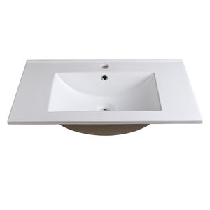 Fresca Allier White Ceramic Drop-in Or Undermount Rectangular Bathroom Sink Drain Included ( 18.25-in X 30-in )
