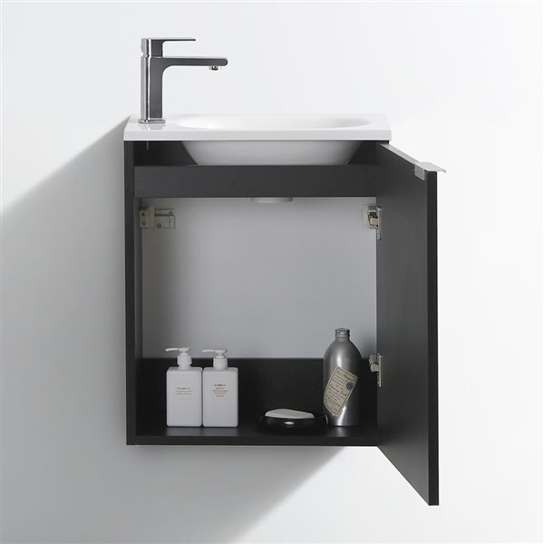 Fresca Senza 20-in Black Single Sink Bathroom Vanity with White Acrylic Top