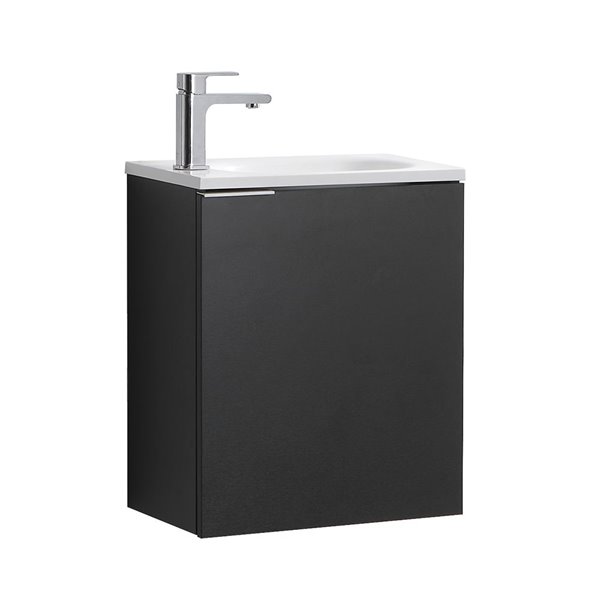 Fresca Senza 20-in Black Single Sink Bathroom Vanity with White Acrylic Top