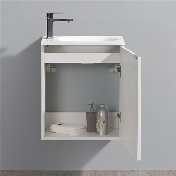 Fresca Senza 20-in White Single Sink Bathroom Vanity with White Acrylic Top