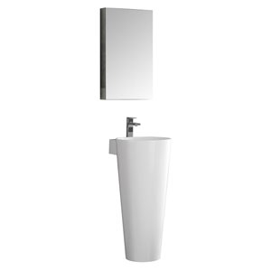 Fresca Messina White Ceramic Console Round Bathroom Sink Drain Included ( 15.34-in X 15.34-in )