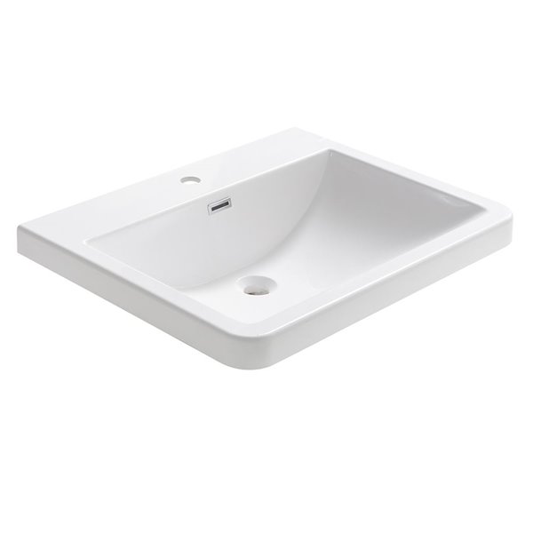 Fresca Milano White Ceramic Drop-in Or Undermount Rectangular Bathroom Sink Drain Included ( 20.5-in X 25.5-in )