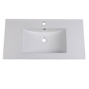 Fresca Torino White Ceramic Drop-in Or Undermount Rectangular Bathroom Sink Drain Included ( 18.13-in X 35.75-in )