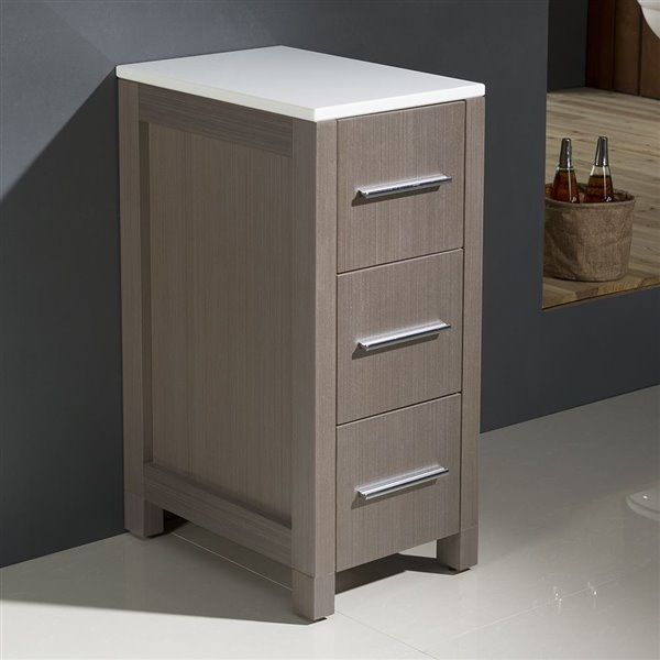 Fresca Torino 12-in x 28.13-in x 17.75-in Grey Oak Freestanding Linen Cabinet