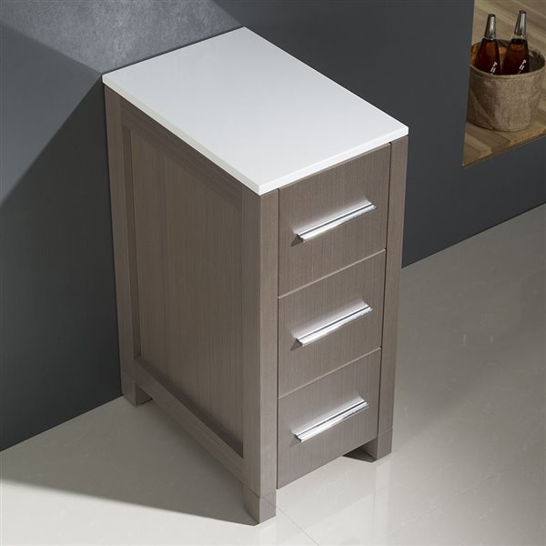 Fresca Torino 12-in x 28.13-in x 17.75-in Grey Oak Freestanding Linen Cabinet