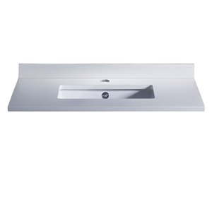 Fresca Oxford White Ceramic Drop-in Or Undermount Rectangular Bathroom Sink Drain Included ( 20.38-in X 30-in )