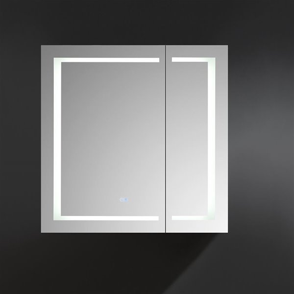 Fresca Spazio 36-in X 36-in Lighted Led Fog Free Surface/recessed Chrome Mirrored Rectangle Medicine Cabinet Outlet Included