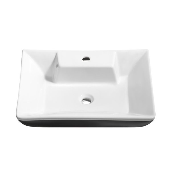 Fresca Moselle White Ceramic Drop-in Or Undermount Rectangular Bathroom Sink Drain Included ( 17.6-in X 24.6-in )