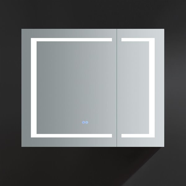 Fresca Spazio 36-in X 30-in Lighted Led Fog Free Surface/recessed Chrome Mirrored Rectangle Medicine Cabinet Outlet Included