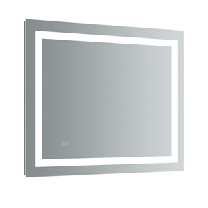 Fresca Santo 36-in Lighted Led Fog Free White Square Frameless Bathroom Mirror
