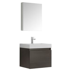 Fresca Nano 23.38-in Grey Oak Single Sink Bathroom Vanity with White Acrylic Top ( Faucet Included )