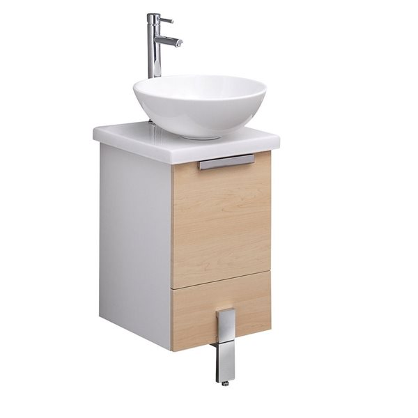 Fresca Trieste 16-in Light Walnut Single Sink Bathroom Vanity with White Ceramic Top