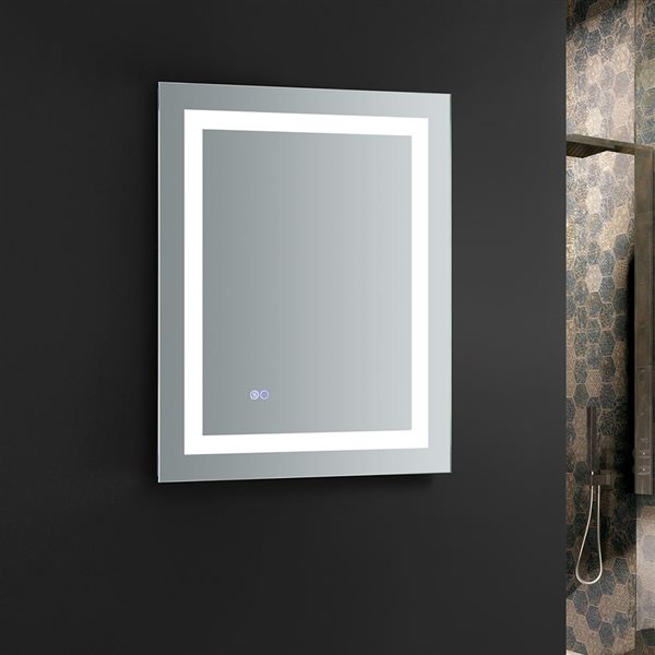 Fresca Santo 24-in Lighted Led Fog Free White Rectangular Frameless Bathroom Mirror